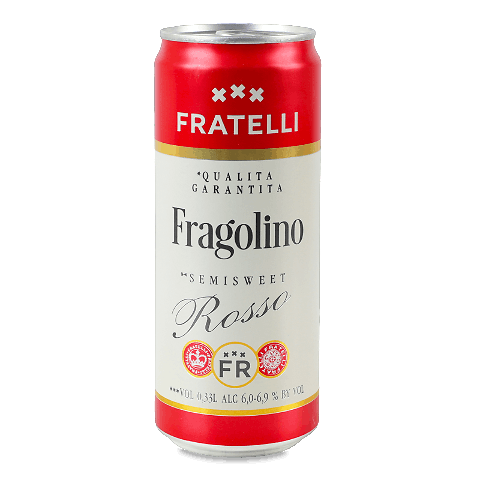 Напій винний Fratelli Fragolino Rosso напівсолодкий газований з/б