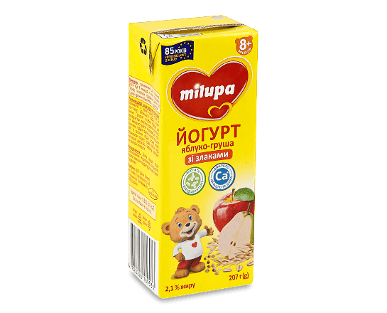 Йогурт Milupa Яблуко-груша зі злаками для дітей 2,1%