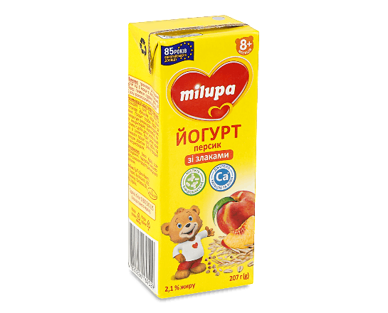 Йогурт Milupa Персик зі злаками для дітей 2,1%
