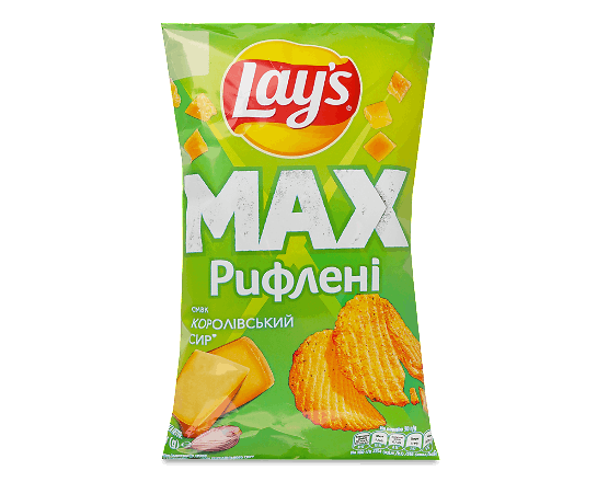 Чипси Lay's Max рифлені зі смаком королівський сир