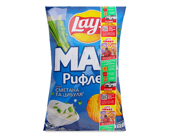Чипси Lay's Max рифлені зі смаком сметана-цибуля