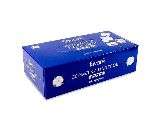 Серветки паперові Favore білі 2-шарові 20*19см