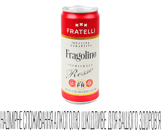Напій винний Fratelli Fragolino Rosso напівсолодкий газований з/б