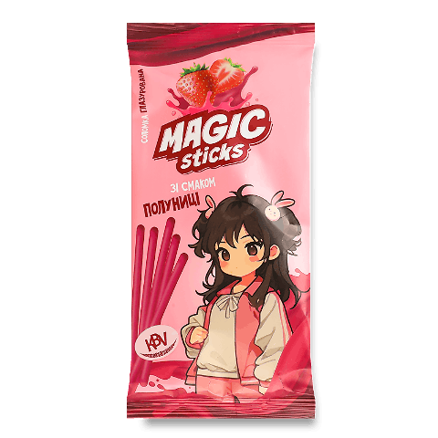 Соломка KBV Magic sticks глазур зі смаком полуниці