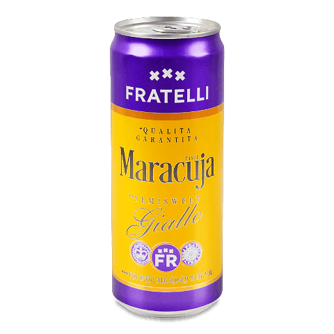 Напій винний Fratelli MaracujaGiallo білий напівсолодкий газований з/б