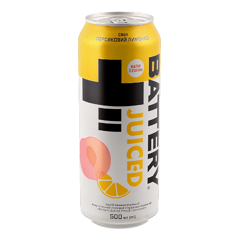Напій енергетичний Battery Juiced Peach Lemonade безалкогольний з/б