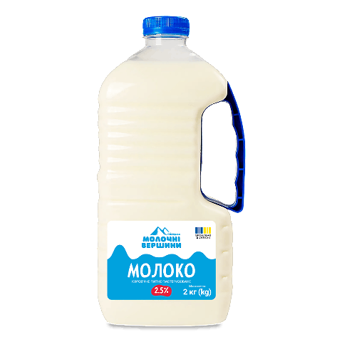 Молоко пастеризоване Молочні вершини 2,5%, 2кг – купити в інтернет