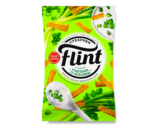 Сухарики Flint пшенично-житні зі смаком сметана із зеленню