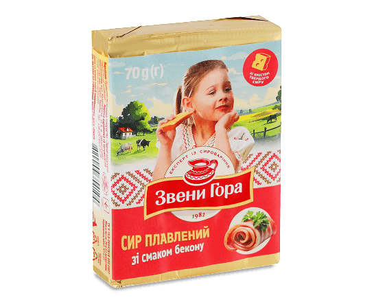 Сир плавлений Звени Гора зі смаком бекону 36%