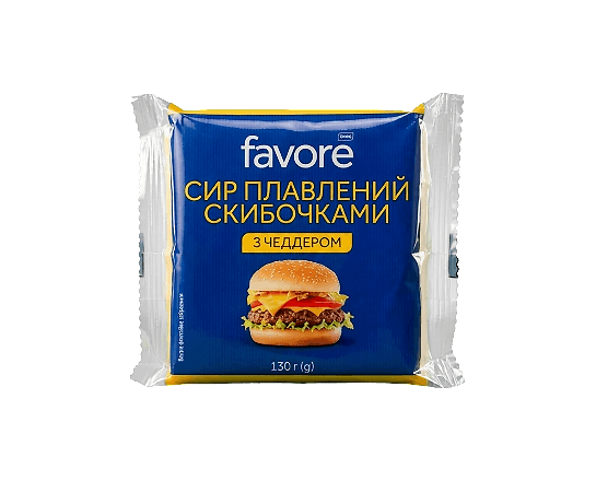 Сир плавлений Favore з сиром Чеддер скибочками 40%