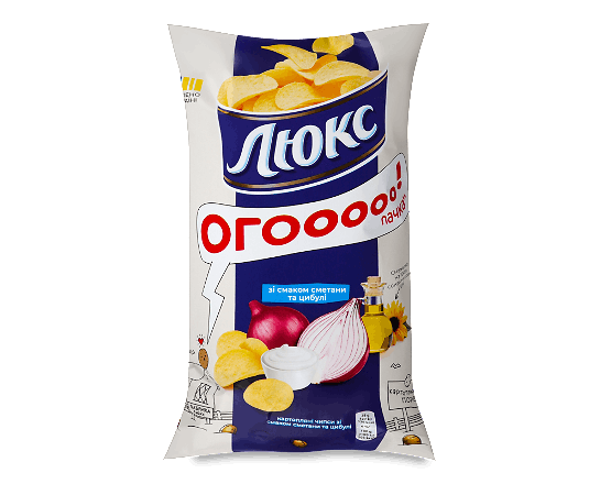 Чипси Люкс картопляні зі смаком сметани та цибулі