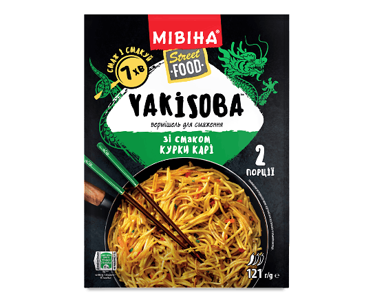 Вермішель Мівіна Yakisoba зі смаком курки карі