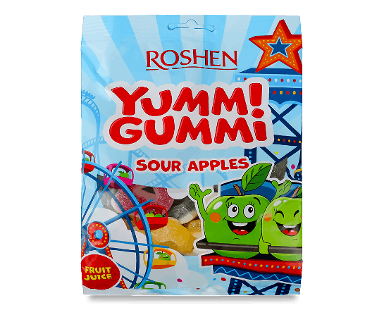Цукерки Roshen Yummi Gummi Sour apples желейні