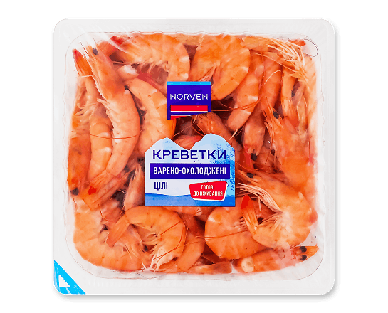 Креветки Norven варено-охолоджені цілі 60/100