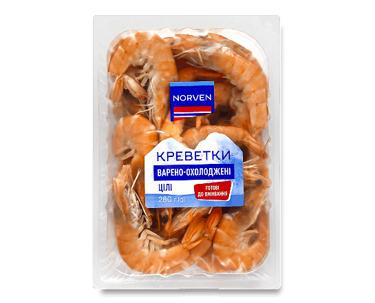 Креветки Norven варено-охолоджені цілі 60/100