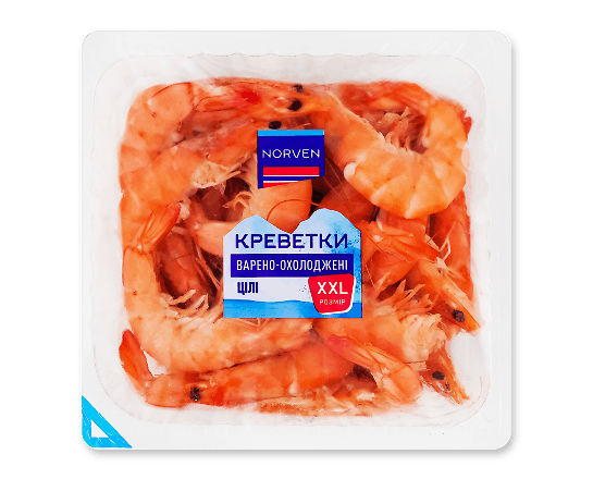 Креветки Norven варено-охолоджені цілі 20/40