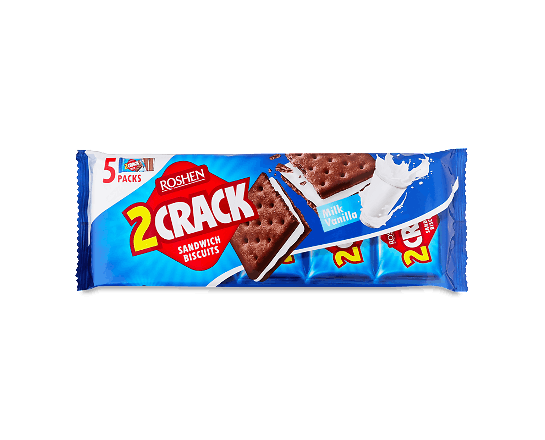 Печиво-сендвіч Roshen 2 Crack з мол-ваніл начинкою
