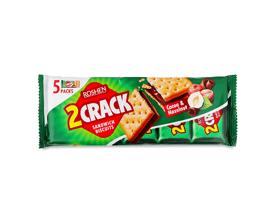 Печиво-сендвіч Roshen 2 Crack з начинк какао-горіх