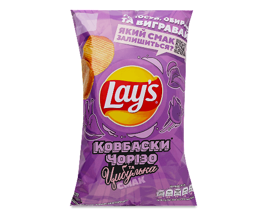 Чипси Lay's картопляні зі смаком ковбаски чорізо та цибулька